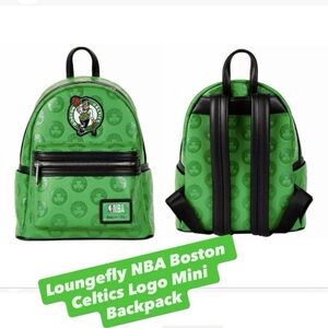 Loungefly Boston Celtics Green Logo Mini Backpack with Black Trim